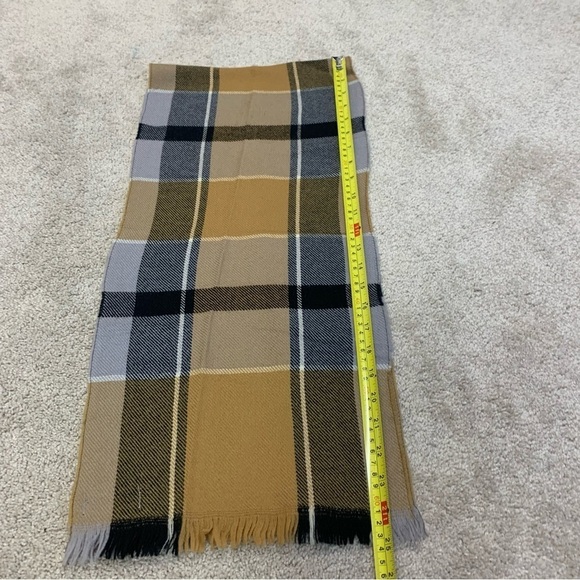 CAMEL brown gray black plaid check unisex fall winter wool scarf🔥 - Picture 4 of 7